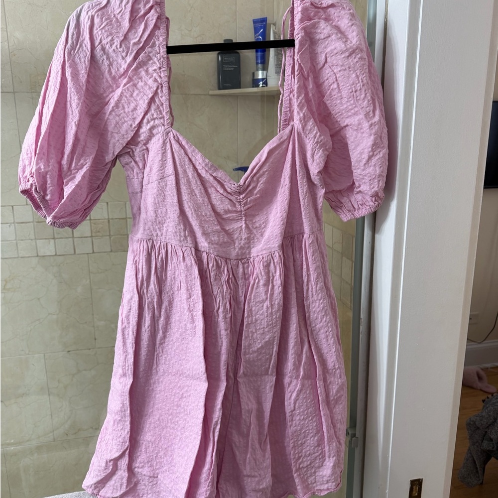 Abercrombie & Fitch Light Pink Puff-Sleeve Romper